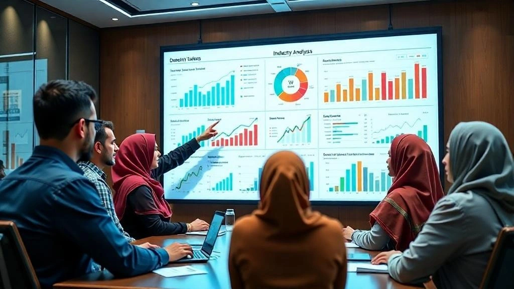 مجموعة من الأشخاص تناقش تحليل الصناعة في غرفة اجتماعات