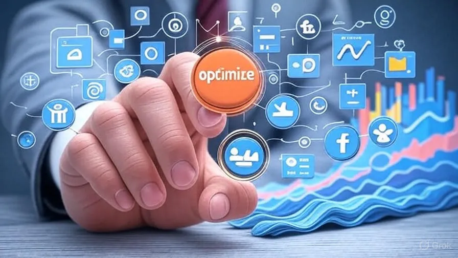 تمثيل مرئي للأدوات والتقنيات الأساسية في التسويق الرقمي، بما في ذلك التحليلات وأتمتة التسويق وإدارة وسائل التواصل الاجتماعي، مما يسلط الضوء على دورها في تحسين الحملات.