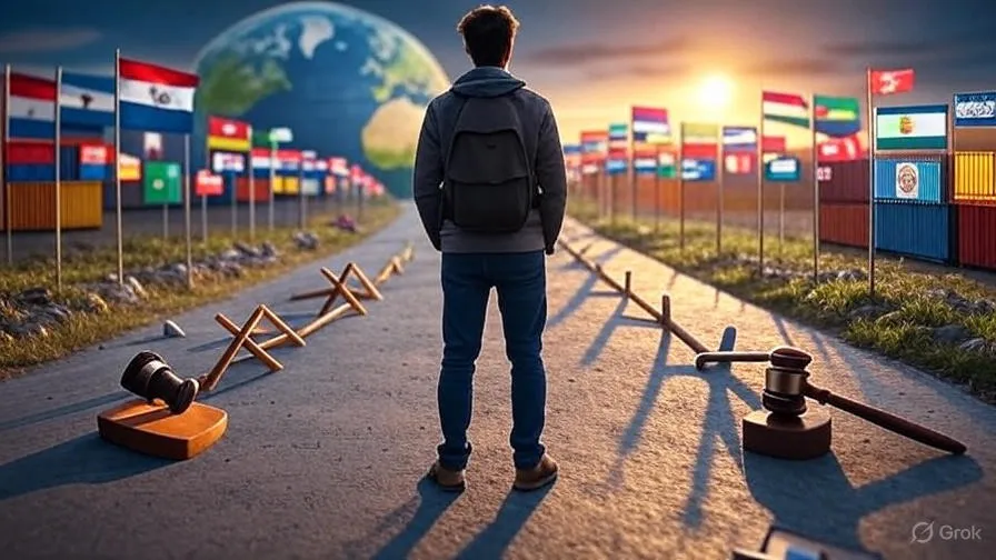 أيقونات تمثل تحديات بحوث التسويق الدولية: حواجز ثقافية، قيود قانونية، صعوبة الوصول للبيانات، وتحديات لوجستية.